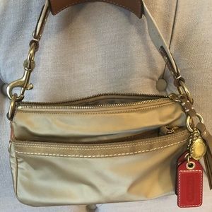 Coach Satin mini over shoulder gold